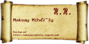 Maksay Mihály névjegykártya